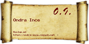 Ondra Ince névjegykártya